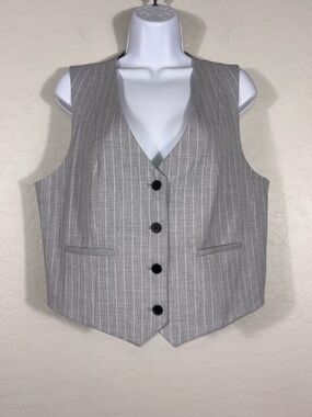 Rachel Zoe Light Gray Pinstripe Vest Y2K Vibe Grunge cropped size L